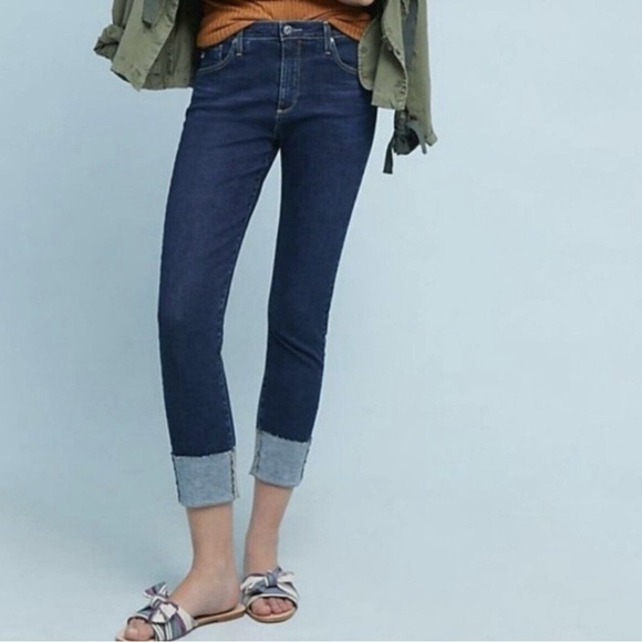 Ag The High Rise Stevie Cuff Slim Straight Jeans Size 31 - Picture 2 of 12